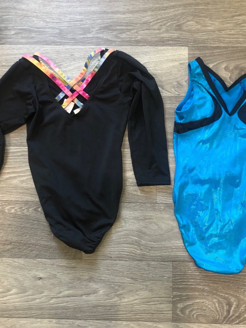 GK Elite gymnastics Leotard Blue Sequin And Black Long Sleeve Freestyle 6x Leo